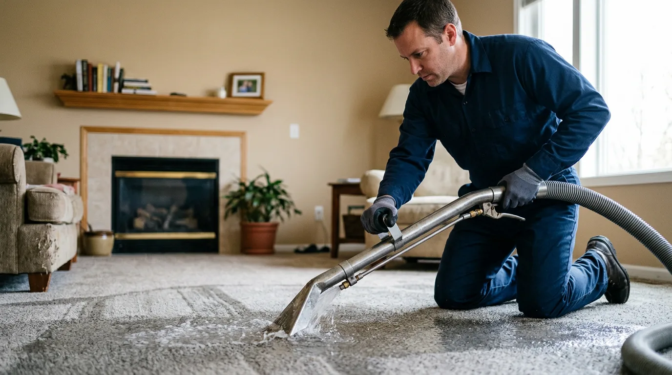 Water damage restoration technician working near Holliday, MO